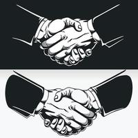 silhouette di stretta di mano accordo commerciale affare contratto, disegno stencil vettore