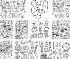 set di oggetti e simboli disegnati a mano doodle su sfondo bianco