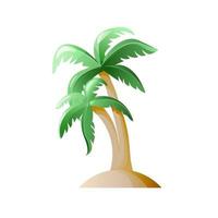 tropicale verde palma albero isolato su un' bianca sfondo per manifesto, volantino, striscione, consegna o spiaggia festa, per Surf scuola. vettore illustrazione nel cartone animato stile.