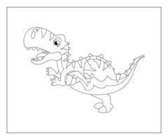 carino cartone animato dinosauro. nero e bianca vettore illustrazione per colorazione libro