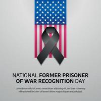 nazionale ex prigioniero di guerra riconoscimento giorno. prigioniero di guerra riconoscimento saluto modello con americano bandiera e nero nastro. prigioniero di guerra giorno. vettore