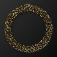 astratto oro raggiante mezzitoni tratteggiata sfondo. oro luccichio modello nel cerchio modulo. cerchio mezzitoni punti. vettore illustrazione