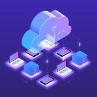 tecnologia cloud isometrica vettore