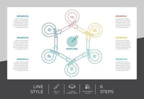 freccia passo Infografica vettore design con 6 passaggi colorato stile per presentazione scopo.linea passo Infografica può essere Usato per attività commerciale e marketing