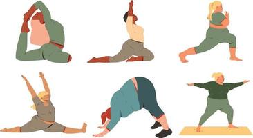impostato di yoga pose. donna fare asana. vettore illustrazione nel piatto stile