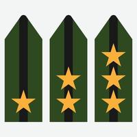 militare ranghi spalla distintivi, esercito soldato gallone cinghie, vettore. militare rango araldico grado badge e soldato uniforme segni con d'oro stelle e pulsanti vettore