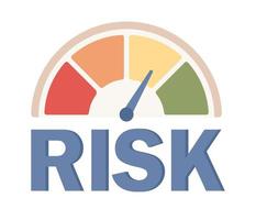rischio icona su tachimetro. rischio gestione, valutazione e controllo. rischio metro. attività commerciale e investimento concetto. vettore piatto illustrazione