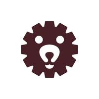 orso testa Ingranaggio minimalista creativo logo design vettore