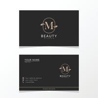lussuoso e elegante minimalista m logo design con attività commerciale carta. iniziale logo per firma, nozze, moda, floreale e botanico logo. vettore