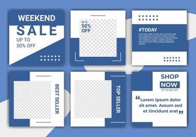 ig puzzle fashion sale social media post design template con colore blu e bianco. modello di progettazione creativa per banner web social media e banner web quadrato. illustrazione vettoriale con foto college