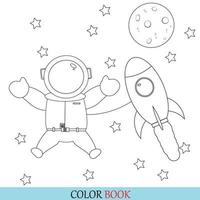 astronout colorazione pagina per bambini vettore