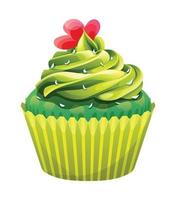 matcha Cupcake vettore isolato su bianca sfondo. Cupcake cartone animato illustrazione