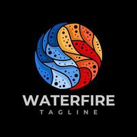 lusso acqua fuoco astratto logo design. moderno gocciolina fiamma logo marchio. vettore