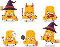 Halloween espressione emoticon con cartone animato personaggio di cannuccia cappello vettore