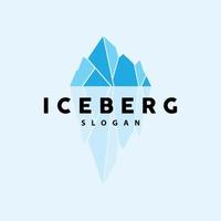 iceberg logo, antartico montagne vettore nel ghiaccio blu colore, natura disegno, Prodotto marca illustrazione modello icona