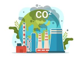 carbonio biossido o co2 illustrazione per Salva pianeta terra a partire dal clima modificare come un' risultato di fabbrica e veicolo inquinamento nel mano disegnato modelli vettore