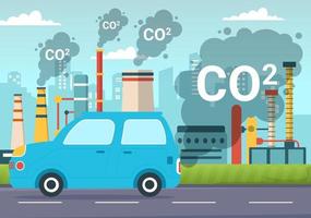 carbonio biossido o co2 illustrazione per Salva pianeta terra a partire dal clima modificare come un' risultato di fabbrica e veicolo inquinamento nel mano disegnato modelli vettore