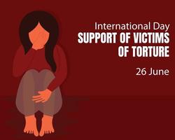 illustrazione vettore grafico di un' donna lamentarsi dolore, Perfetto per internazionale giorno, supporto vittime di tortura, celebrare, saluto carta, eccetera.