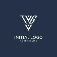 tg triangolo monogramma logo design idee, creativo iniziale lettera logo con triangolare forma logo vettore