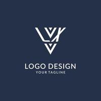 lx triangolo monogramma logo design idee, creativo iniziale lettera logo con triangolare forma logo vettore