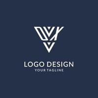 dx triangolo monogramma logo design idee, creativo iniziale lettera logo con triangolare forma logo vettore