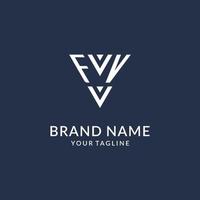 fv triangolo monogramma logo design idee, creativo iniziale lettera logo con triangolare forma logo vettore