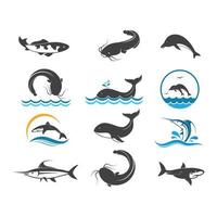 impostato di pesce icona vettore illustrazione design