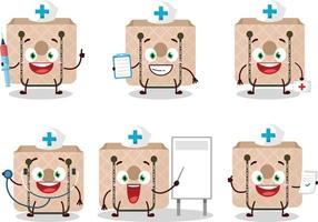 medico professione emoticon con donne fionda Borsa cartone animato personaggio vettore