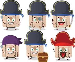 cartone animato personaggio di donne fionda Borsa con vario pirati emoticon vettore