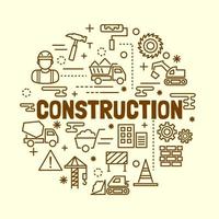 costruzione minima linea sottile icone impostate vettore