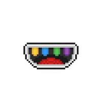 bocca con arcobaleno denti nel pixel arte stile vettore
