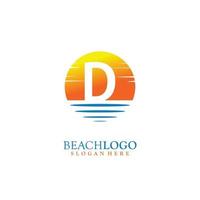 lettera d tramonto logo design vettore illustrazione