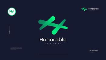 semplice e creativo lettera h logo design con verde pendenza concetto. adatto per attività commerciale e tecnologia logo vettore