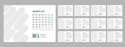 2024 calendario progettista impostato per modello aziendale design settimana inizio su domenica. vettore
