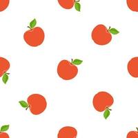 senza soluzione di continuità modello con caduta rosso mele con stelo e foglia su bianca sfondo. salutare vegetariano cibo vettore