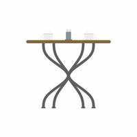 tavolino da caffè con due tazze di caffè su di esso, design negozio di alimentari isolato su sfondo bianco. soggiorno, cucina di casa o mobili da ristorante interni moderni. illustrazione vettoriale di cartone animato piatto