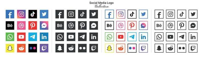 popolare sociale Rete logo icone Facebook, instagram, Youtube, Pinterest, tic toc e eccetera logo icone, sociale media icona impostato vettore