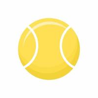 Sport palla da tennis in stile piatto icona illustrazione vettoriale design. pallina da tennis colorata gialla nello stile del fumetto isolato su priorità bassa bianca. logo di sport sano. simbolo del gioco di tennis rotondo