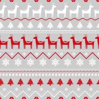 Seamless pattern di Natale con cervi, albero di Natale e fiocchi di neve. vettore