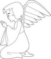 biblico angelo con Ali linea arte illustrazione vettore