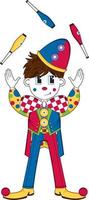 carino cartone animato giocoleria grande superiore circo clown vettore