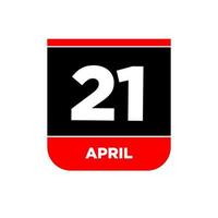 21 aprile calendario pagina icona. 21 apr giorno. vettore