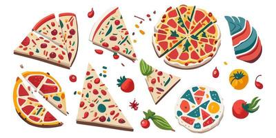 italiano stile Pizza su un' piatto, piatto vettore grafico design