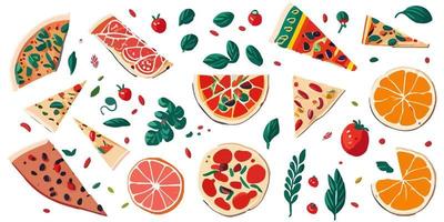 colorato e gustoso piatto vettore illustrazione di un' fetta di Pizza