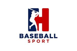 lettera h baseball logo icona vettore modello.