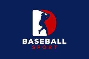 lettera d baseball logo icona vettore modello.