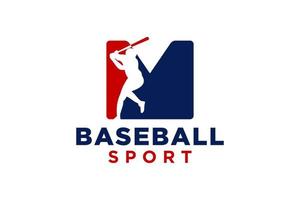 lettera m baseball logo icona vettore modello.