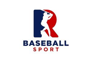 lettera r baseball logo icona vettore modello.