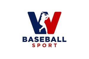 lettera w baseball logo icona vettore modello.