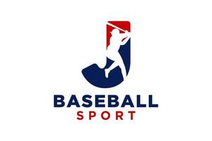 lettera j baseball logo icona vettore modello.